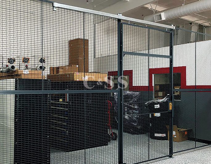 Secured Wire Cage Storage System That Is Storing Expensive Parts
