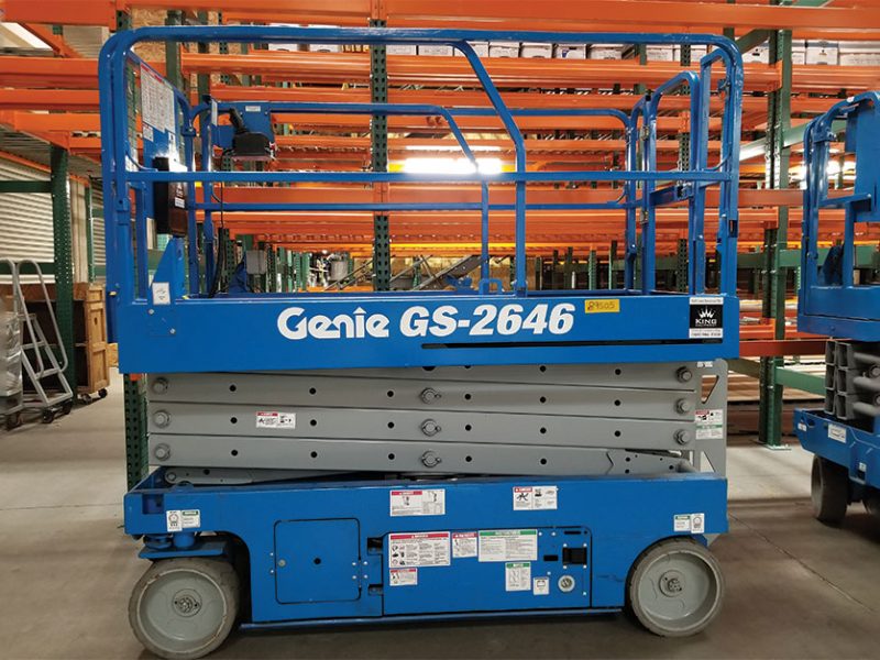 Used Scissor Lift Provides Safety For San Diego Pallet Rack Installations