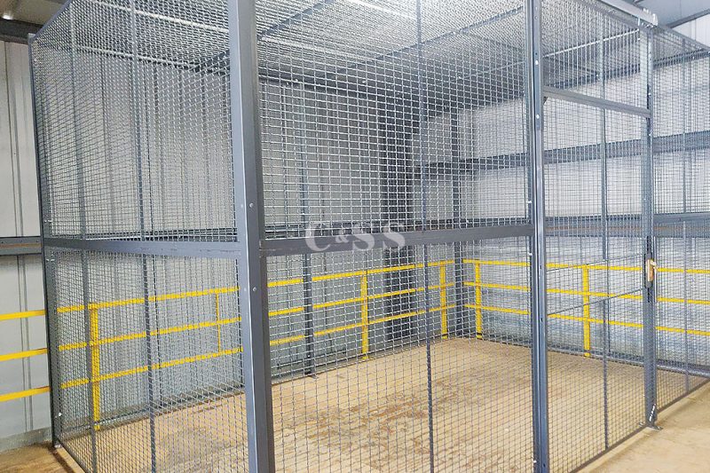 Secure Storage Cage On A Preexisting Mezzanine