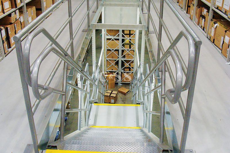 ADA Compliant Stairs For Pallet Racking Storing Clothing